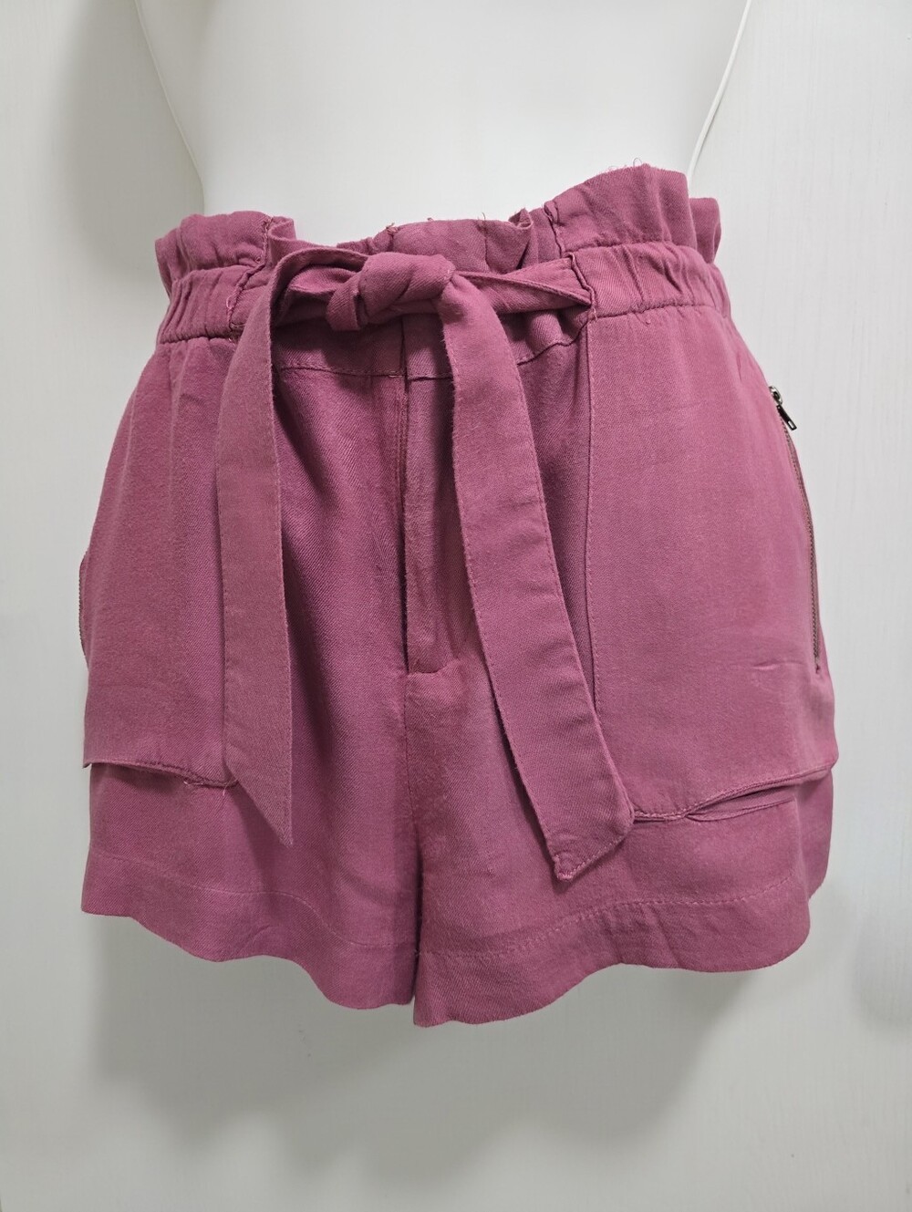 Rue21 High-Waist Paperbag Shorts in Mauve Pink